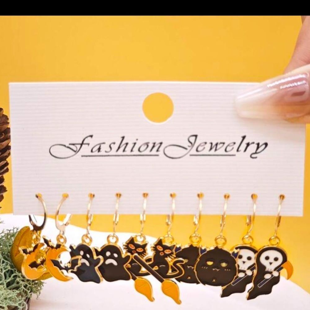 3for$20 10pcs Halloween Themed Alloy Earrings, 5 pairs